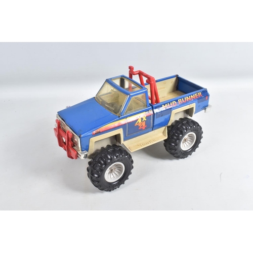 134 - FIVE TONKA TOYS 4 X 4 OFF ROAD STYLE VEHICLES, different sizes and styles, all in playworn condition... 