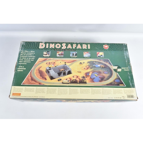 161 - A BOXED HORNBY OO GAUGE 'DINOSAFARI' ELECTRIC TRAIN SET, No.T1500, contents not checked but appears ... 