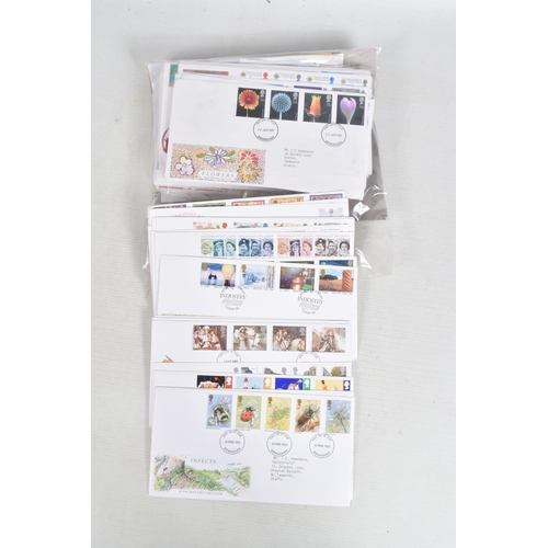 203 - COLLECTION OF STAMPS IN BOX, MAINLY GB FDCS FROM 1970S TO 199OS, A FEW PRESENTATION PACKS AND A WORL... 