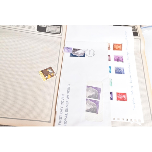 212 - BOX WITH AN ACCUMUALTION OF STAMPS LOOSE IN PACKETS AND IN LL ALBUM TOGETHER WITH A FEW EMPTY /UNUSE... 