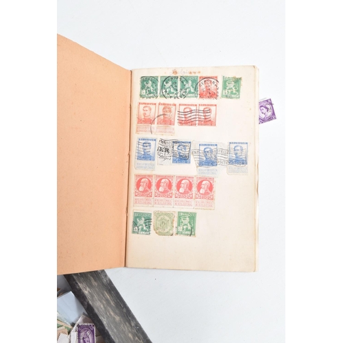 213 - COLLECTION OF STAMPS IN FRUIT BOX, MAINLY GB 1970S AND 80S INC FDCS AND PRESENTATION PACKS TOGETHER ... 