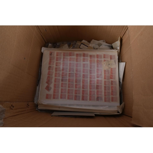 217 - 2 BOXES WITH A CLEAROUT OF STAMPS IN PACKETS AND ALBUMS. Includes IOM fdcs and presentation packs, a... 