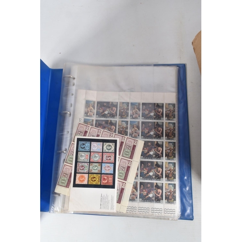 217 - 2 BOXES WITH A CLEAROUT OF STAMPS IN PACKETS AND ALBUMS. Includes IOM fdcs and presentation packs, a... 