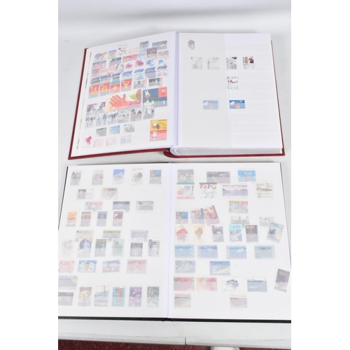 220 - LARGE COLLECTION OF STAMPS IN 2 BOXES, A TIN AND 2 BAGS. WORLDWIDE CONTENT WITH MAIN VALUE IN GB MIN... 