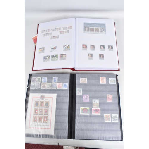 220 - LARGE COLLECTION OF STAMPS IN 2 BOXES, A TIN AND 2 BAGS. WORLDWIDE CONTENT WITH MAIN VALUE IN GB MIN... 