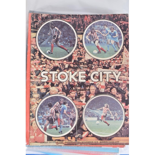 222 - A COLLECTION OF STOKE CITY FOOTBALL CLUB PROGRAMMES PRESENTED IN A BINDER, programmes range from 196... 