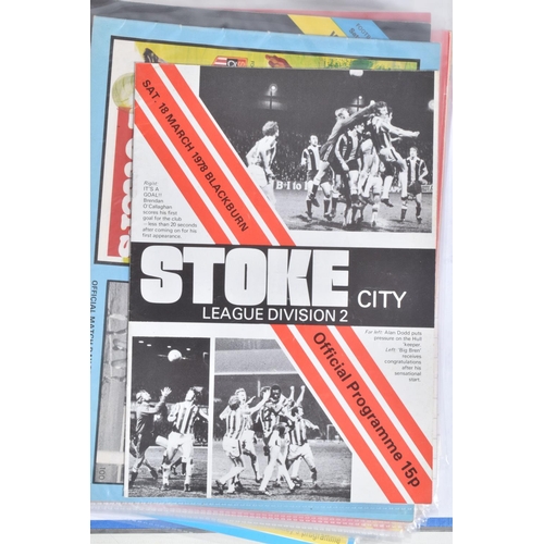 222 - A COLLECTION OF STOKE CITY FOOTBALL CLUB PROGRAMMES PRESENTED IN A BINDER, programmes range from 196... 