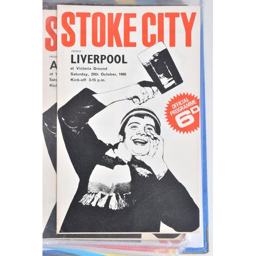 222 - A COLLECTION OF STOKE CITY FOOTBALL CLUB PROGRAMMES PRESENTED IN A BINDER, programmes range from 196... 