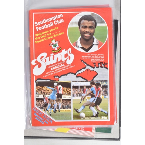 223 - A COLLECTION OF SOUTHAMPTON FOOTBALL CLUB PROGRAMMES PRESENTED IN A BINDER, programmes range from 19... 