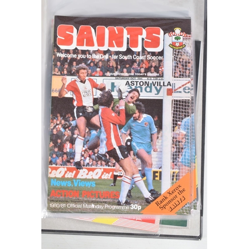 223 - A COLLECTION OF SOUTHAMPTON FOOTBALL CLUB PROGRAMMES PRESENTED IN A BINDER, programmes range from 19... 