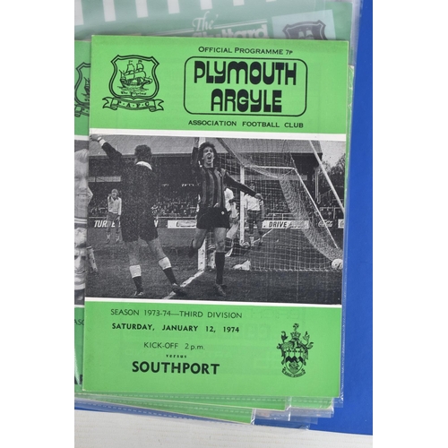 224 - A COLLECTION OF PLYMOUTH ARGYLE FOOLBALL CLUB PROGRAMMES PRESENTED IN A BINDER, programmes range fro... 