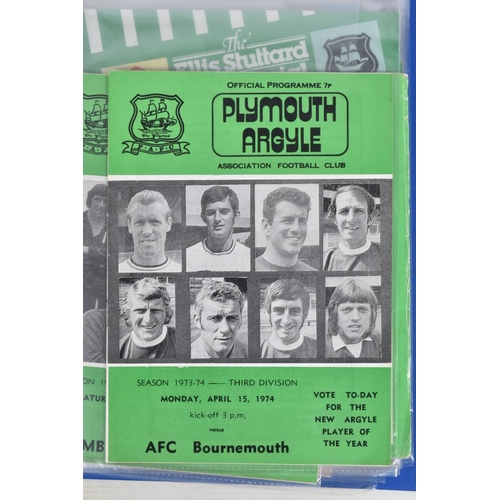 224 - A COLLECTION OF PLYMOUTH ARGYLE FOOLBALL CLUB PROGRAMMES PRESENTED IN A BINDER, programmes range fro... 