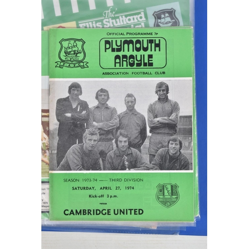 224 - A COLLECTION OF PLYMOUTH ARGYLE FOOLBALL CLUB PROGRAMMES PRESENTED IN A BINDER, programmes range fro... 