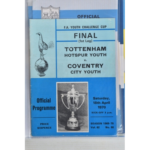 225 - A COLLECTION OF TOTTENHAM HOTSPUR FOOTBALL CLUB PROGRAMMES PRESENTED IN A BINDER, programmes range f... 