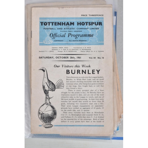 225 - A COLLECTION OF TOTTENHAM HOTSPUR FOOTBALL CLUB PROGRAMMES PRESENTED IN A BINDER, programmes range f... 