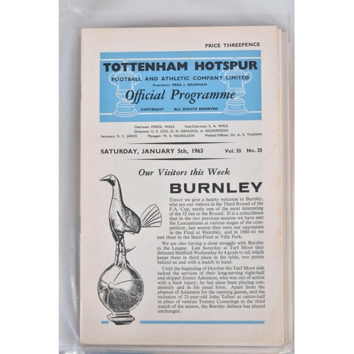 225 - A COLLECTION OF TOTTENHAM HOTSPUR FOOTBALL CLUB PROGRAMMES PRESENTED IN A BINDER, programmes range f... 