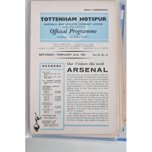 225 - A COLLECTION OF TOTTENHAM HOTSPUR FOOTBALL CLUB PROGRAMMES PRESENTED IN A BINDER, programmes range f... 