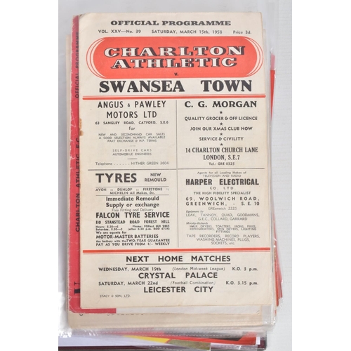 234 - A COLLECTION OF CHARLTON ATHLETIC FOOTBALL CLUB PROGRAMMES, programmes range from 1958 to 1990, feat... 