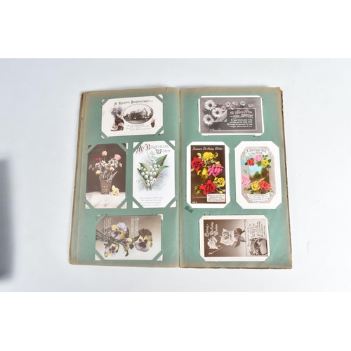 244 - A SELECTION OF VINTAGE POSTCARD ALBUMS, four in total all 20th Century relating to Birthday Wishes, ... 