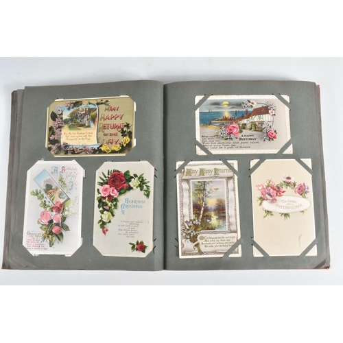 244 - A SELECTION OF VINTAGE POSTCARD ALBUMS, four in total all 20th Century relating to Birthday Wishes, ... 