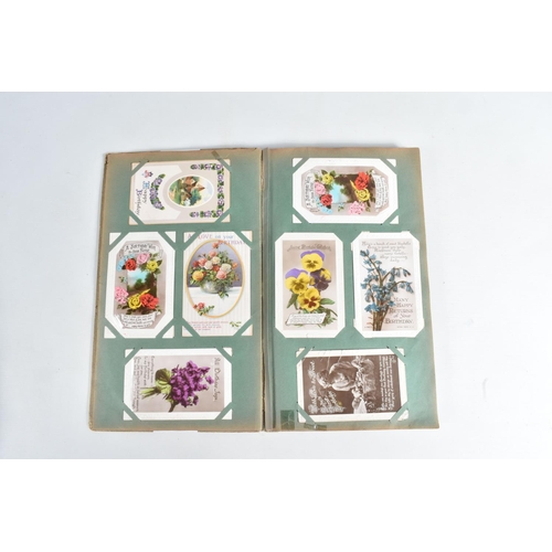 244 - A SELECTION OF VINTAGE POSTCARD ALBUMS, four in total all 20th Century relating to Birthday Wishes, ... 