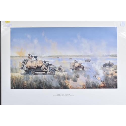 309 - TWO MILITARY PRINTS OF THREE PARA IN ACTION, HELMUND PROVINCE 2006, (glazed) by David Rowlands, 78x5... 