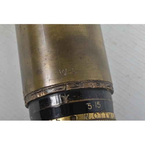 313 - A FULLY MARKED EXAMPLE OF AN W. OTTWAY & SONS BRASS NAVAL GUNSIGHT, V.P. 5 to 15, as used on WWI Dre... 