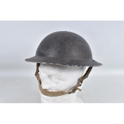 315 - A BOX CONTAINING VARIOUS MILITARY RELATED ITEMS AS FOLLOWS, 2 x British Military Helmets, steel the ... 