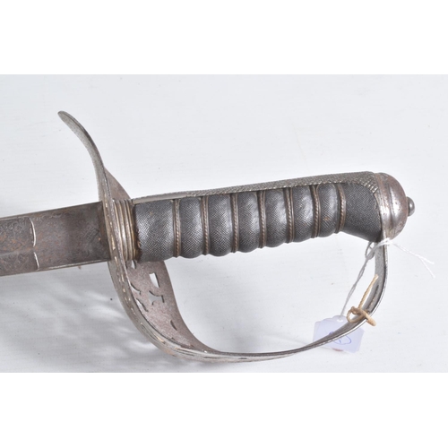 317 - A VICTORIAN OR EDWARDIAN ARTILLERY DRESS SWORD MADE BY WILKINSON, the blade is highly decorated and ... 