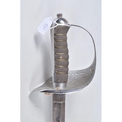 318 - A TWENTIETH CENTURY OFFICERS DRESS SWORD WITH A BASKET HILT, the sword itself is in good condition b... 