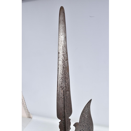 320 - LARGE PIKE/HALBERD, the metal work itself is approx 64cm and lightly rusted and some detail vague, a... 