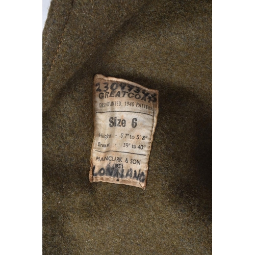 332 - A COLLECTION OF MIXED MILITARIA AND A GREAT COAT, the military items include two small ammunition bo... 