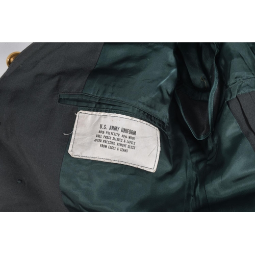 335 - A QUANTITY OF AMERICAN DRESS UNIFORM JACKETS AND SOME TROUSERS, two of the jackets have buttons on t... 