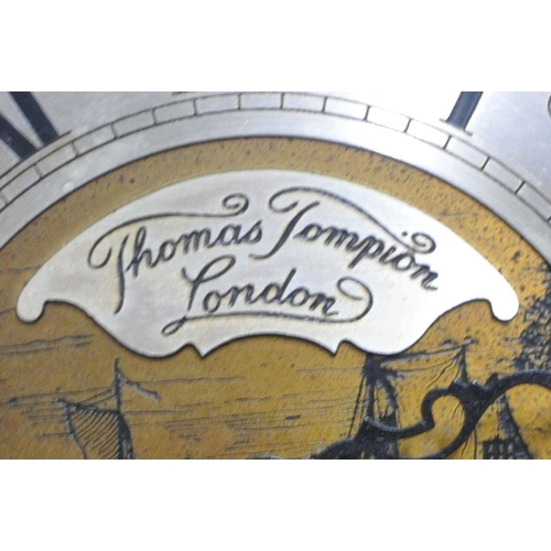 1209 - A MID TO LATE 20TH CENTURY DUTCH WALL CLOCK, with label reading Thomas Tompion, London to dial, Roma... 