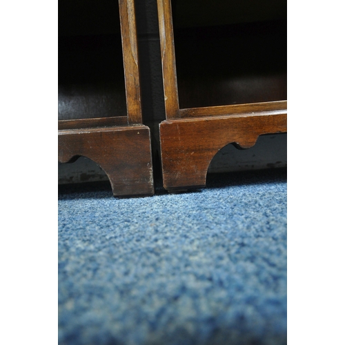 1211 - A PAIR OF REPRODUX BEVAN FUNNELL MAHOGANY BEDSIDE CABINETS, with raised back and sides, fitted with ... 