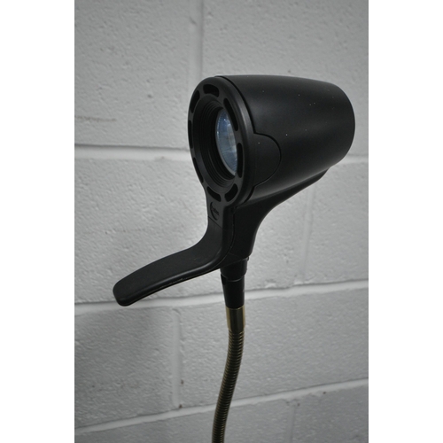 1218 - AN ASK SERIOUS READERS FLOOR LAMP, with a flexible neck, the adjustable head with a power button and... 