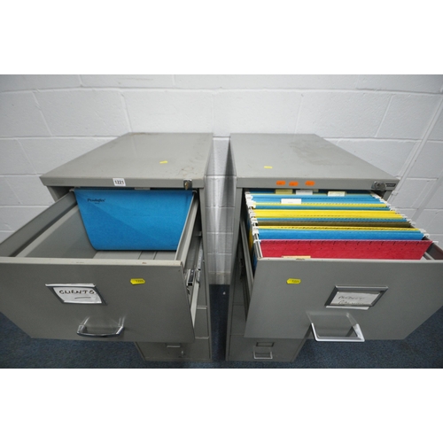 1221 - TWO METAL FILING CABINETS, EACH WITH FOUR DRAWERS, width 47cm x depth 62cm x height 133cm(condition ... 