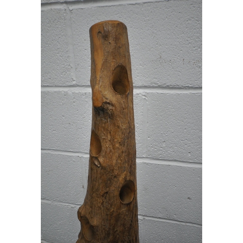 1224 - A LIVE EDGE WINE RACK, height 98cm (condition report: general signs of wear and usage)