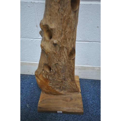 1224 - A LIVE EDGE WINE RACK, height 98cm (condition report: general signs of wear and usage)