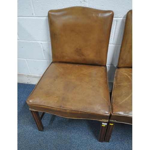 1232 - A SET OF FOUR TANNED LEATHER CHAIRS, width 62cm x depth 65cm x height 93cm (condition report: in nee... 