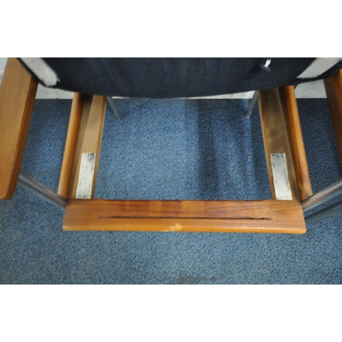 1234 - A SET OF THREE ABBESS OFFICE CHAIRS, with dark blue upholstery, width 64cm x depth 60cm x height 85c... 