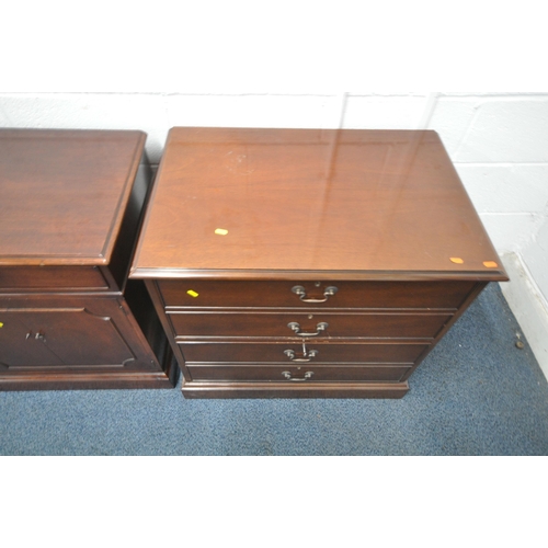 1237 - A LATE 20TH CENTURY MAHOGANY SIDEBOARD, fitted with three drawers, above four cupboard doors, length... 