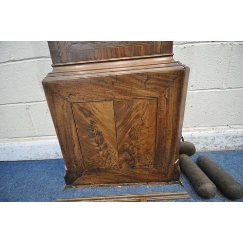 1243 - A 19TH CENTURY MAHOGANY EIGHT DAY LONGCASE CLOCK, with twin swan neck pediment, twin Corinthian styl... 