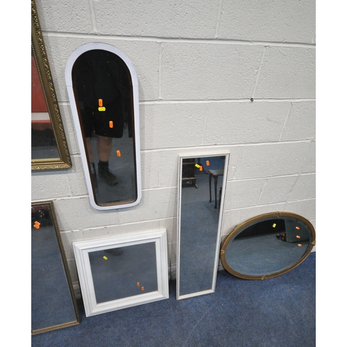 1258 - SEVEN WALL MIRRORS, varying in shape, size, style, material, etc (condition report: all ideal for a ... 