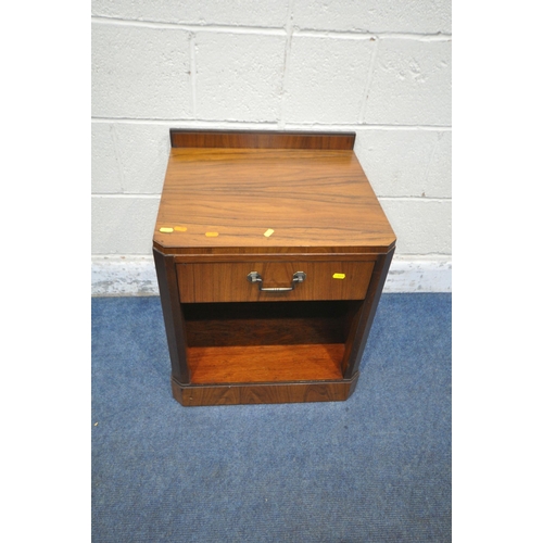 1240 - THREE 20TH CENTURY PORT EGLINTON HARDWOOD BEDSIDE CABINETS, each with a single drawer, width 50cm x ... 