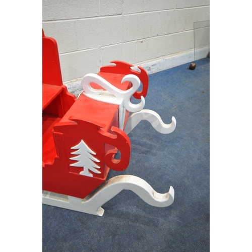 1298 - A BESPOKE RED AND WHITE PAINTED SLEIGH, width 55cm x depth 121cm x height 79cm (condition report: co... 