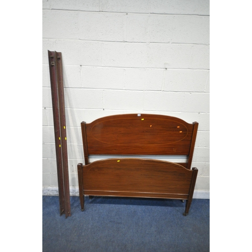 1326 - AN 20TH CENTURY MAHOGANY 4FT BEDSTEAD, with irons and bolts (condition report: general signs of wear... 