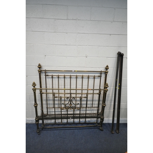 1328 - A SHOOLBRED AND CO VICTORIAN BRASS 4FT6 BRASS BEDSTEAD, with irons (condition report: one iron is lo... 