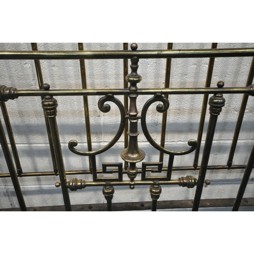 1328 - A SHOOLBRED AND CO VICTORIAN BRASS 4FT6 BRASS BEDSTEAD, with irons (condition report: one iron is lo... 