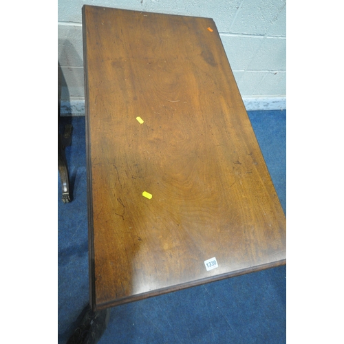 1330 - A REGENCY MAHOGANY DROP LEAF PEMBROKE TABLE, with a singe drawer, 100cm x depth 55cm x height 75cm, ... 